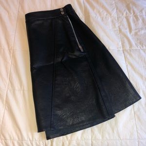 Leather midi skirt